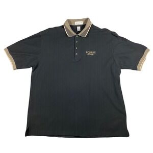 Munsingwear Polo Shirt Mens 2XL Black Korbel Brandy Herringbone Textured